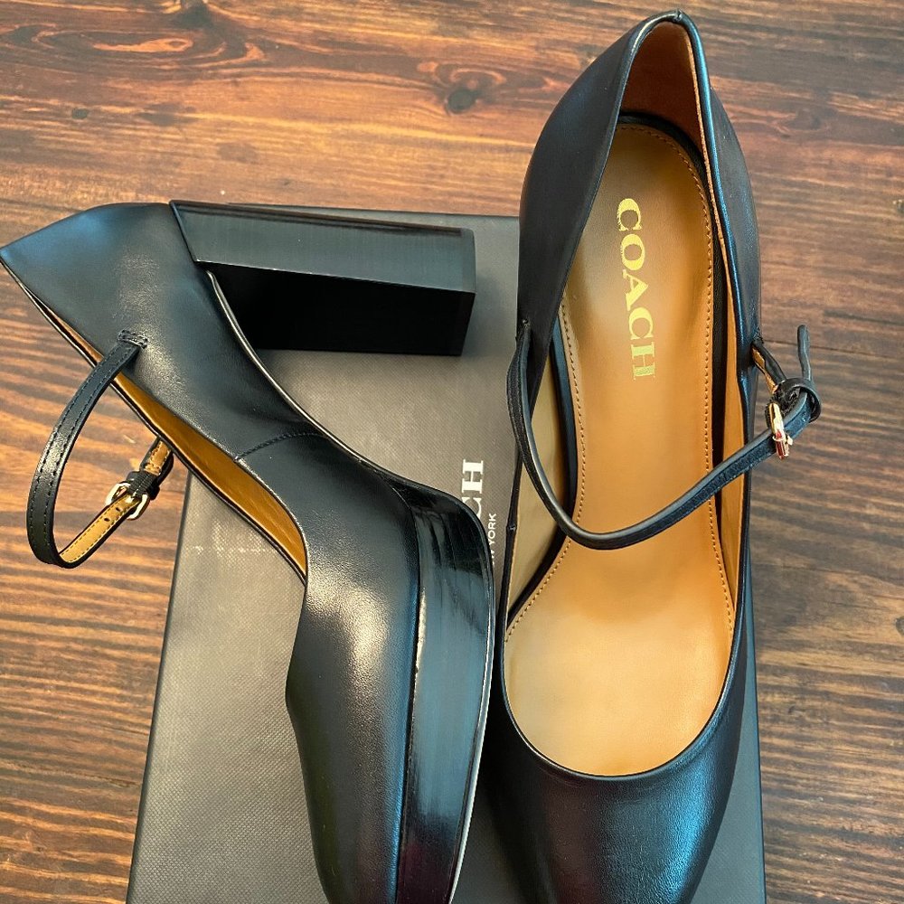 COACH Goldie Mary Jane Platform Pumps-BLACK